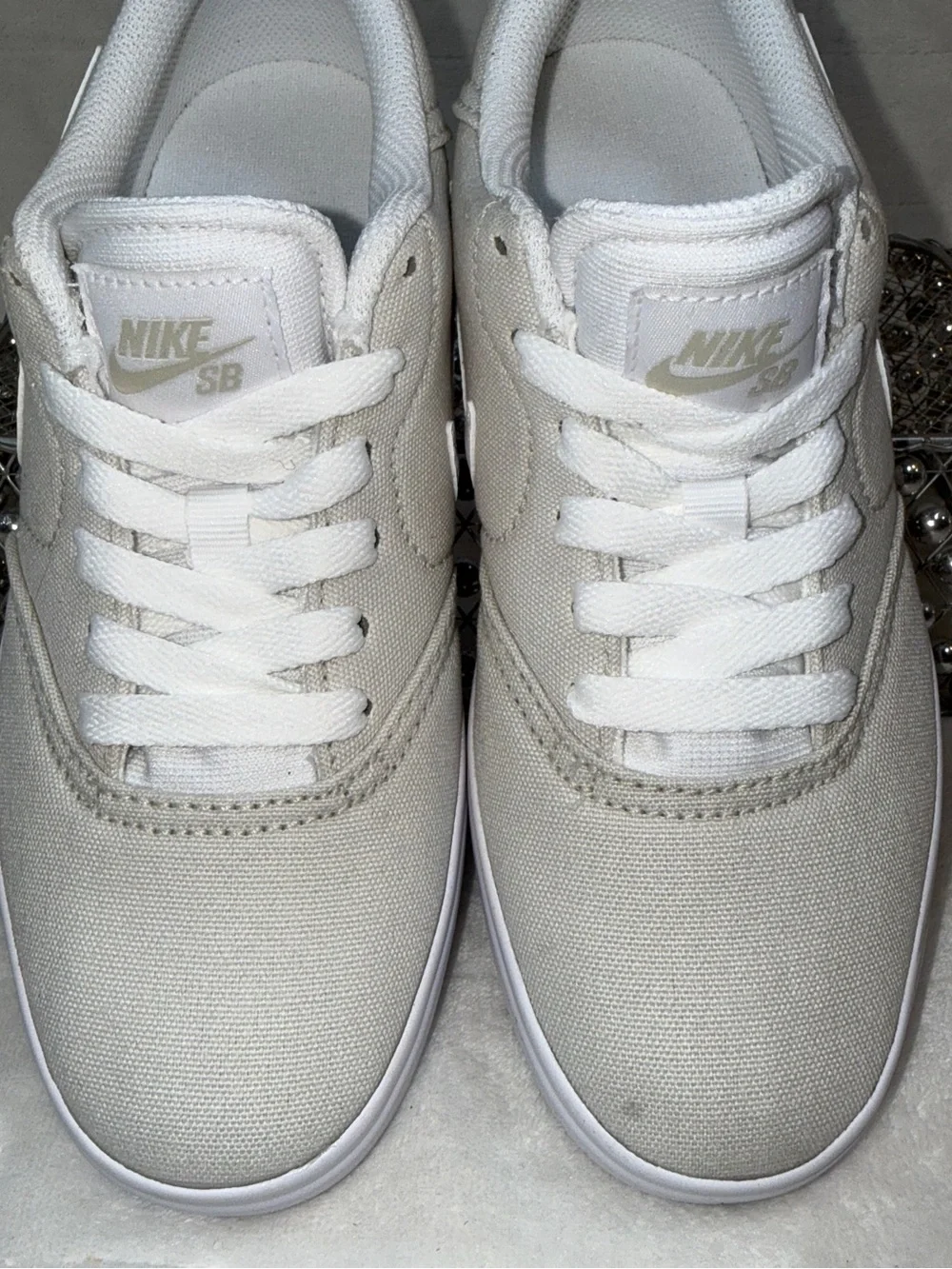 Nike SB Check CNVS GS Light Bone White Canvas Sneakers Youth 4Y NEW
